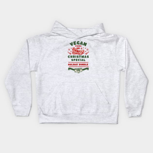 Vegan Pizza Christmas Special, Vegan Christmas 2023 Kids Hoodie by KindWanderer